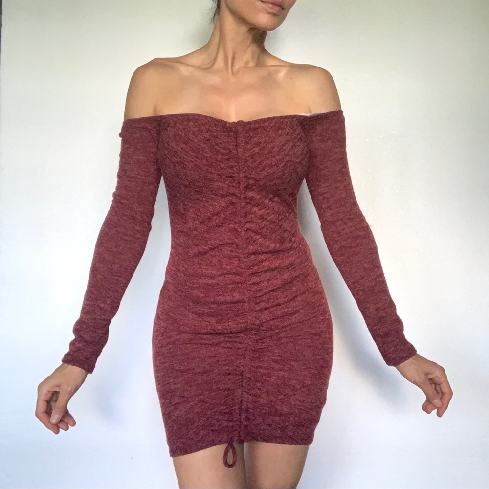 Winter Off-Shoulder Long Sleeve Dress - NEW